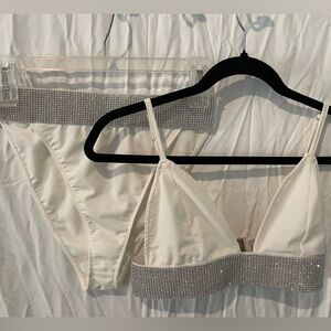 Silver and White Bikini Swimwear